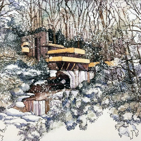 Fallingwater, Winter View Print