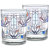 Waterlilies Set of 2, Double Old Fashion Glasses